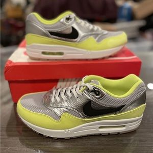 RARE Nike Air Max 1 FB Premium QS Mercurial Pack - 665874-007 Silver Volt Size 9